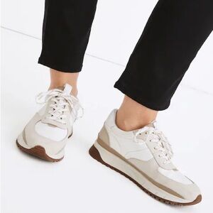 Madewell White and Tan Platform Sneakers
